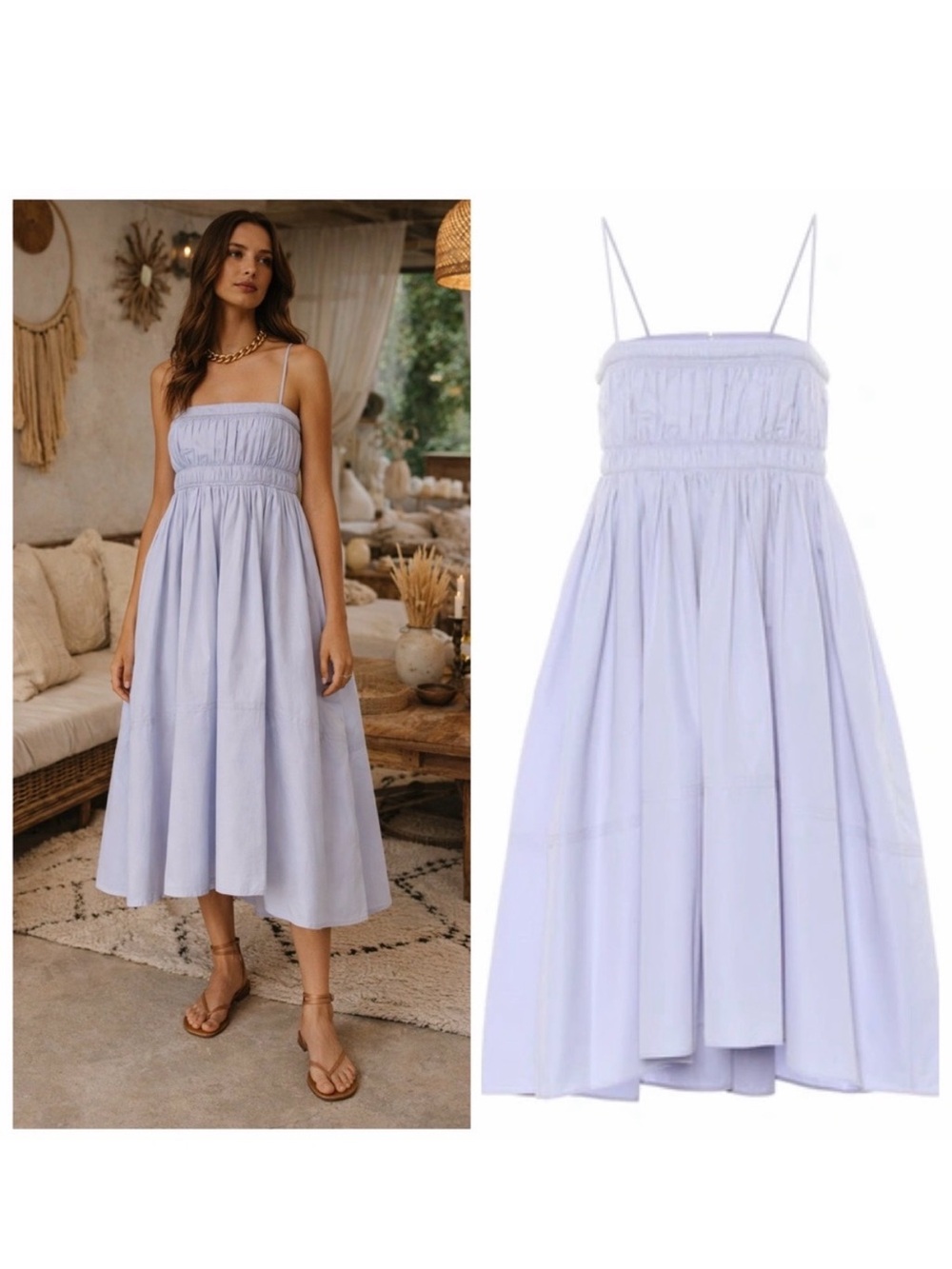 Chloé Purple Cotton Midi Dress Poplin Shirred 4 Wedding Cocktail Garden NWT 🟠